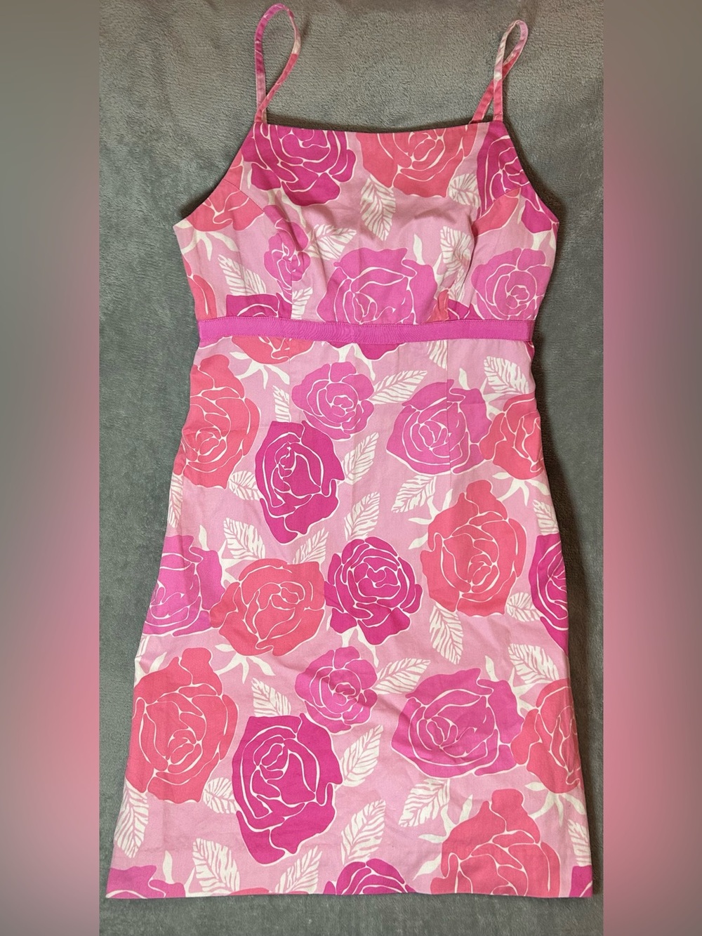 Lilly Pulitzer Pink Floral Strappy Sleeveless Sundress Square Neck Size 2